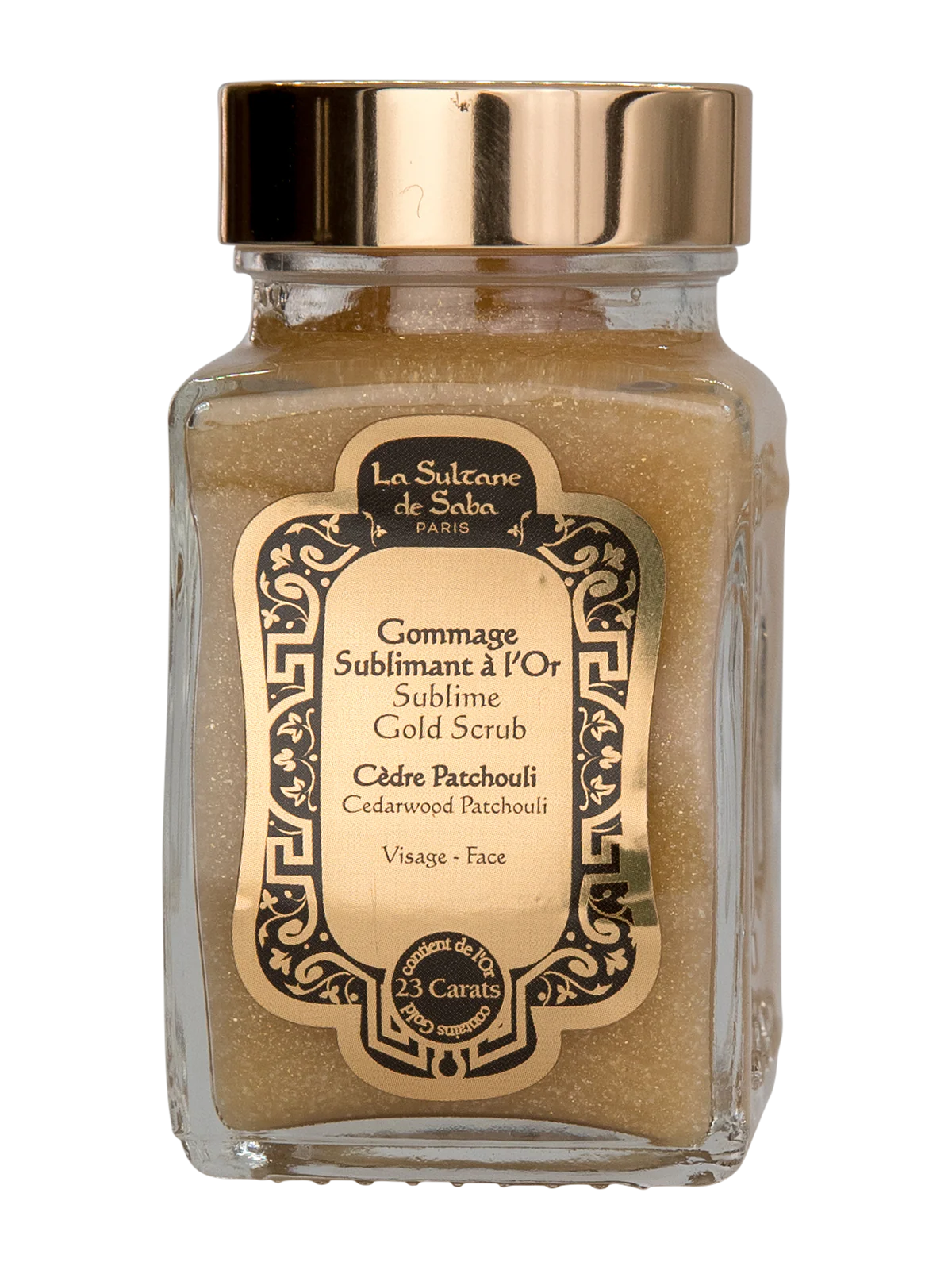 la-sultane-de-saba-sublime-gold-scrub-1 LA SULTANE DE SABA Gold & Champagne – anti-ageing scrub (aukso ir šampano veido šveitiklis su kedru ir pačiuliu) 100 ml - Paveikslėlis 1