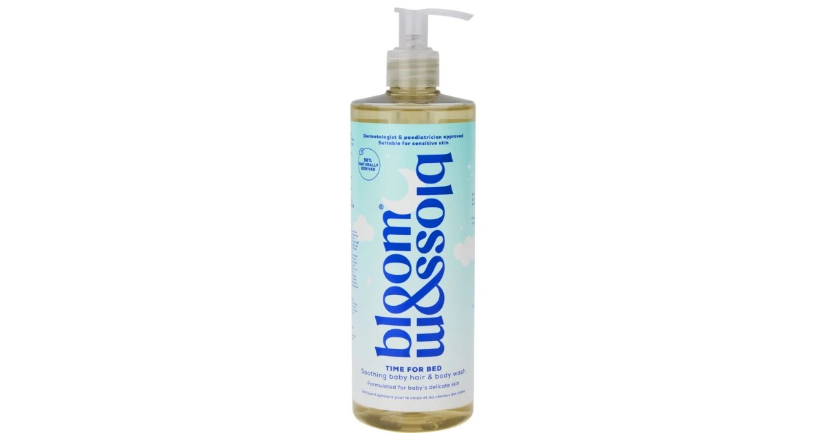 Bloom-blossom-time-for-bed-soothing-baby-hair-and-body-wash-raminantis-plauku-ir-kuno-prausiklis-kudikiams-500ml-5060193644080 TIME FOR BED Soothing Baby Hair & Body Wash Raminantis plaukų ir kūno prausiklis kūdikiams, 500ml - Paveikslėlis 1