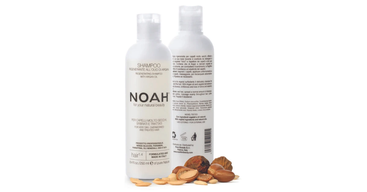 noah-1-4-regenerating-shampoo-with-argan-oil-sampunas-sausiems-ir-chemiskai-pazeistiems-plaukams-250-ml-8034063520405 1.4. Regenerating Shampoo With Argan Oil Šampūnas sausiems ir chemiškai pažeistiems plaukams, 250 ml - Paveikslėlis 1