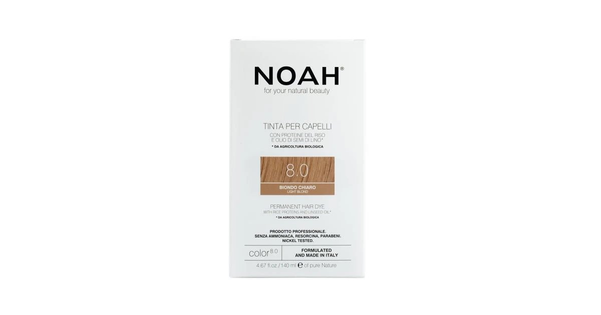noah-permanent-hair-dye-8-0-light-blond-ilgalaikiai-plauku-dazai-140-ml-8034063521006 Permanent Hair Dye 8.0 Light Blond Ilgalaikiai plaukų dažai, 140 ml - Paveikslėlis 1