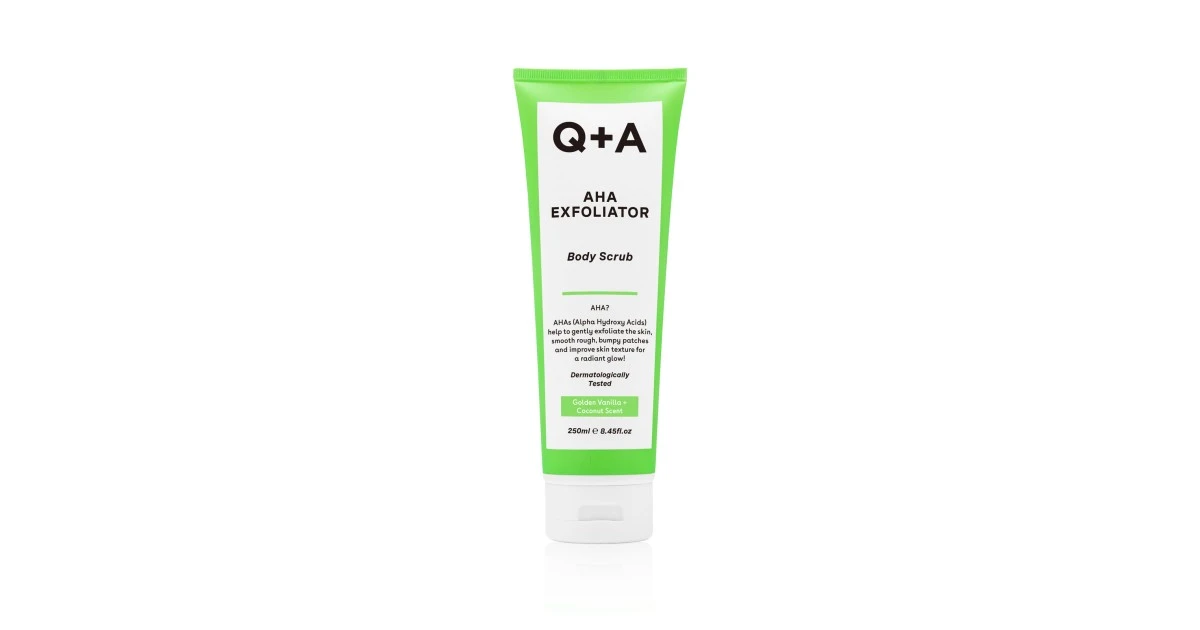 q+a-aha-exfoliator-body-scrub-kuno-sveitiklis-su-aha-rugstimi-250ml-5060486266265 AHA Exfoliator Body Scrub Kūno šveitiklis su AHA rūgštimi, 250ml - Paveikslėlis 1