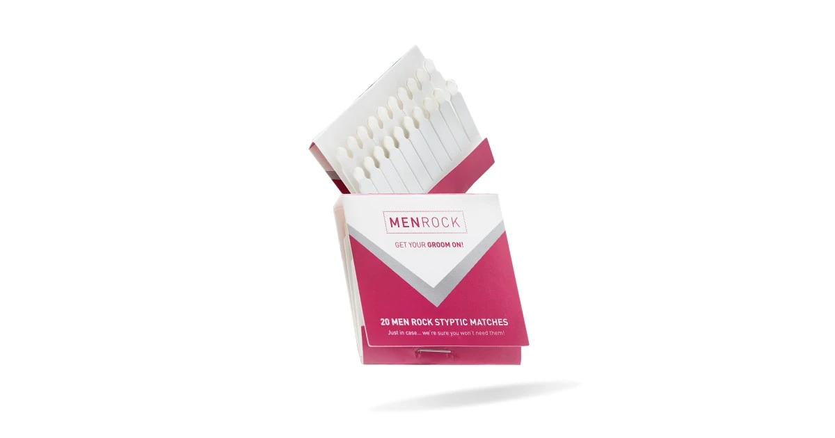 men-rock-styptic-matches-kraujavima-stabdantys-degtukai-20-vnt-0617375453043 Kraujavimą stabdantys degtukai "Styptic Matches", 20 vnt. - Paveikslėlis 1