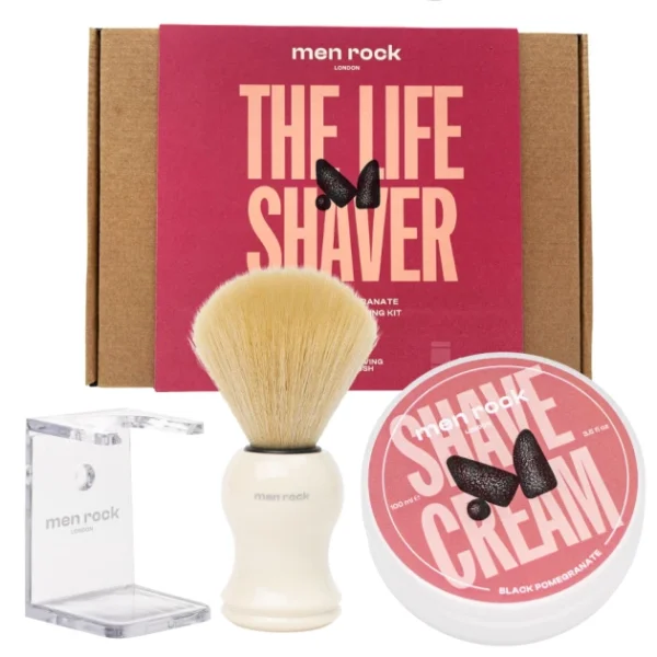 Skutimosi priemonių rinkinys "The Life Shaver Black Pomegranate Essential Shaving Kit", 1 vnt.